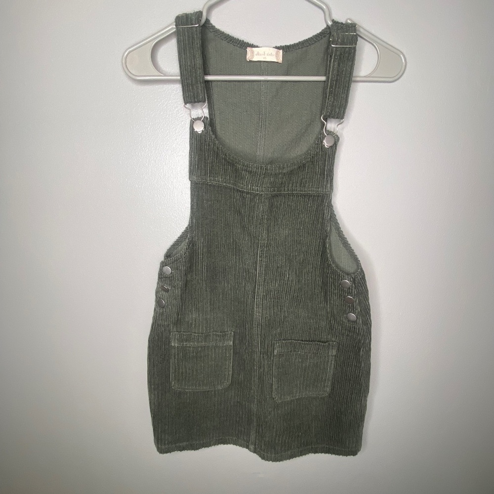 Altar'd State - XS Olive Green Corduroy Overall Dress